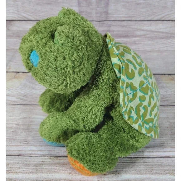 Mary Meyer Plush Turtle Stuffed Animal Beanbag Green Blue Orange Striped 11" - Picture 1 of 4